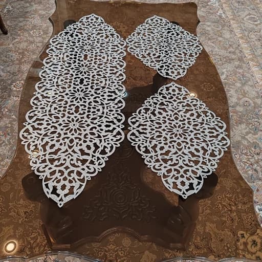 رومیزی سه تکه چرم اکلیلی مدل بهار جدید — تصویر ۷