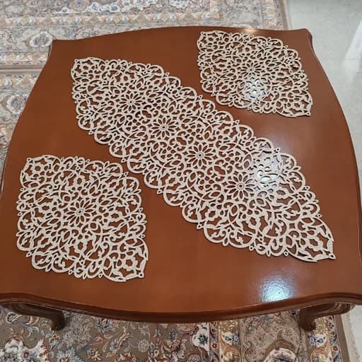 رومیزی سه تکه چرم اکلیلی مدل بهار جدید