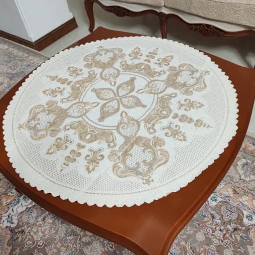 رومیزی گرد مخمل شاین 85 سانتی طرح صحرا — تصویر ۵