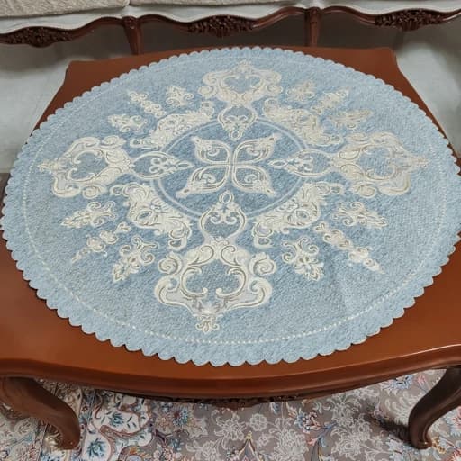 رومیزی گرد مخمل شاین 85 سانتی طرح صحرا — تصویر ۴