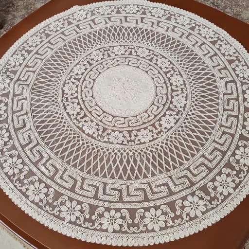 رومیزی گرد مخمل دانتل بزرگ سه تکه مدل ورساچه — تصویر ۸