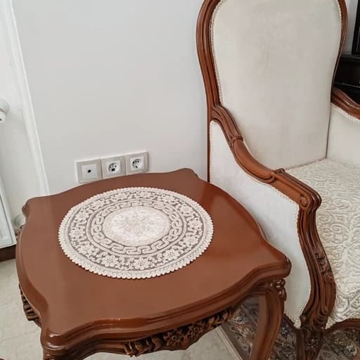 رومیزی گرد مخمل دانتل بزرگ سه تکه مدل ورساچه — تصویر ۵