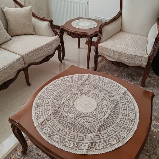 رومیزی گرد مخمل دانتل بزرگ سه تکه مدل ورساچه — تصویر ۷