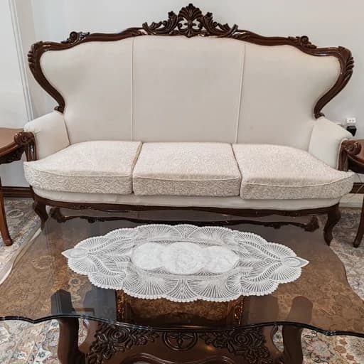 رومیزی مخمل دانتل جدید سه تکه مدل زیتون — تصویر ۴