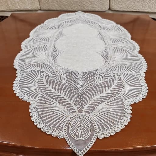 رومیزی مخمل دانتل جدید سه تکه مدل زیتون — تصویر ۳
