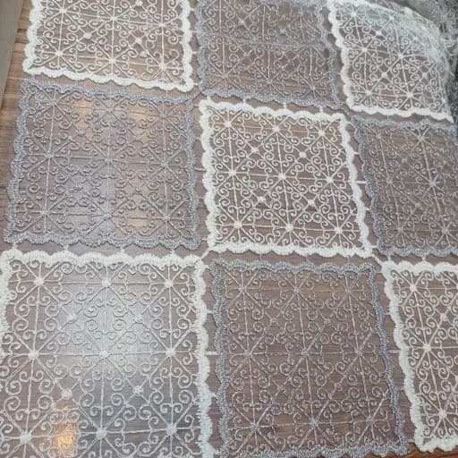 رومیزی روپشتی مربع حریر گیپور جدید طرح حصیری — تصویر ۷