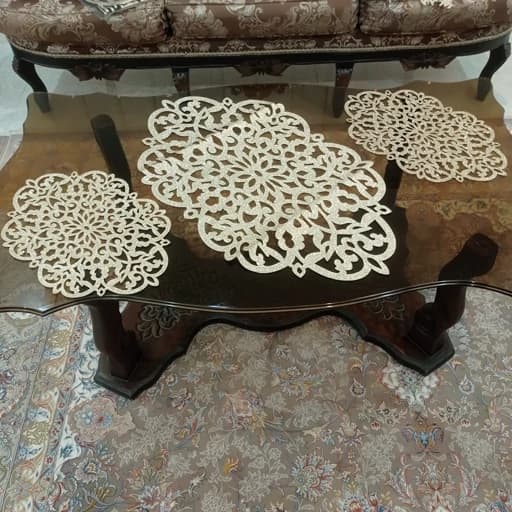 رومیزی بیضی چرم اکلیلی سه تکه مدل بهار درشت جدید — تصویر ۸