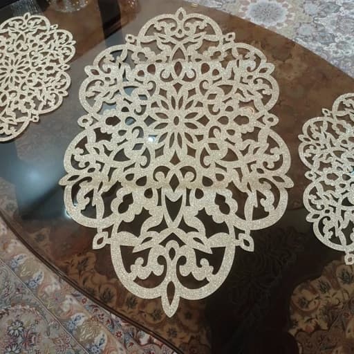 رومیزی بیضی چرم اکلیلی سه تکه مدل بهار درشت جدید — تصویر ۷