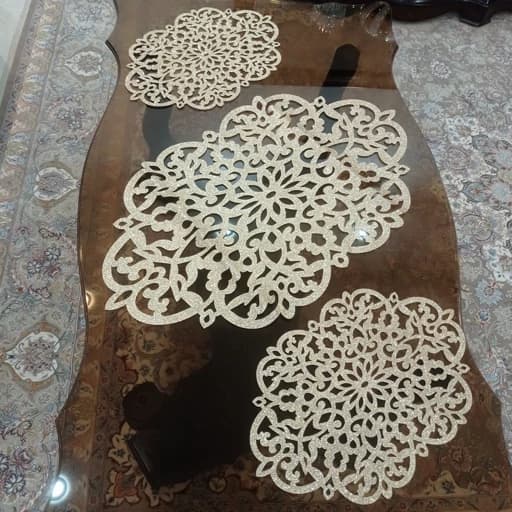 رومیزی بیضی چرم اکلیلی سه تکه مدل بهار درشت جدید — تصویر ۲