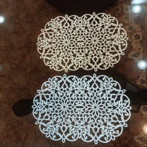 رومیزی توسینی و زیربشقابی بیضی چرم اکلیلی مدل بهار — تصویر ۳