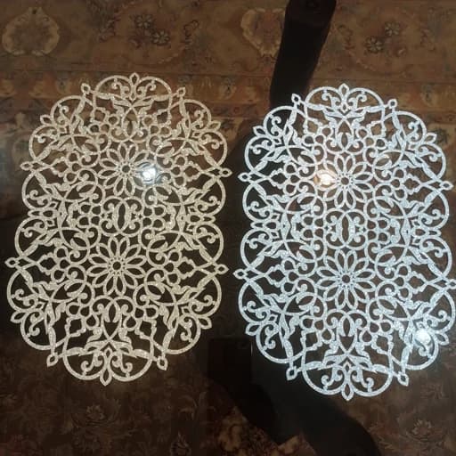 رومیزی توسینی و زیربشقابی بیضی چرم اکلیلی مدل بهار — تصویر ۵