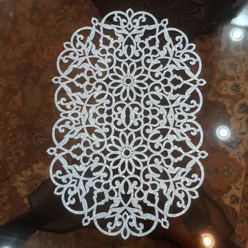 رومیزی توسینی و زیربشقابی بیضی چرم اکلیلی مدل بهار — تصویر ۲