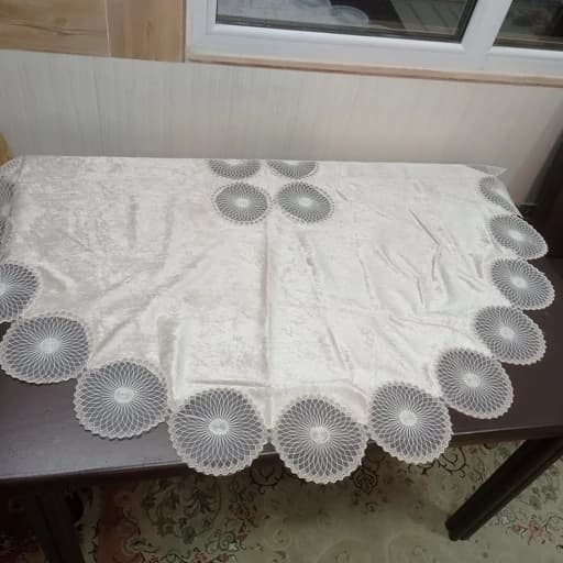 رومیزی گرد غذاخوری مخمل دانتل ترک قطر 150 — تصویر ۳