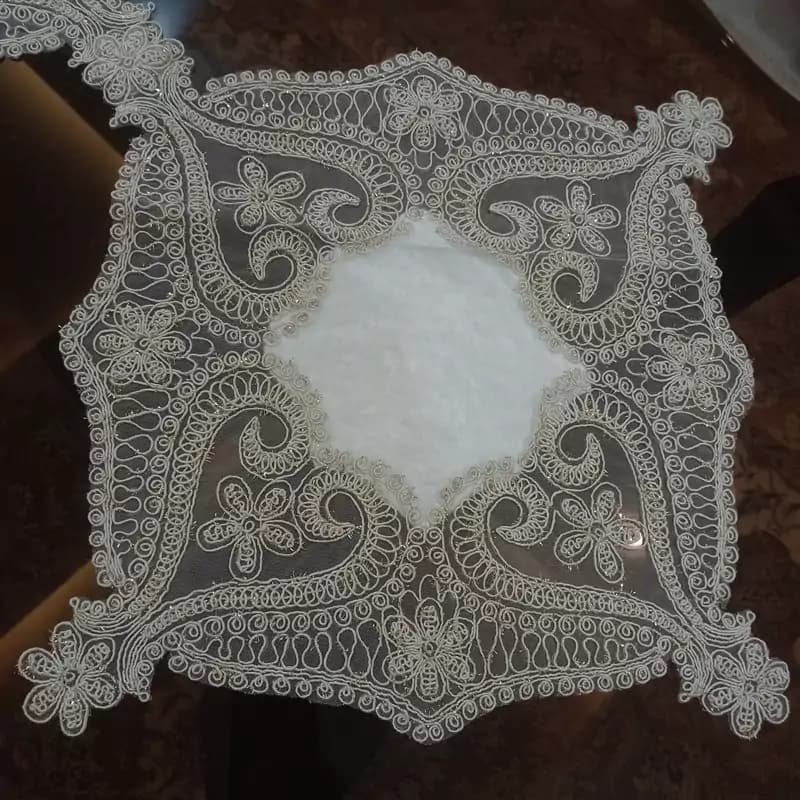 رومیزی مخمل دانتل جدید سه تکه ترک طرح داماک — تصویر ۶