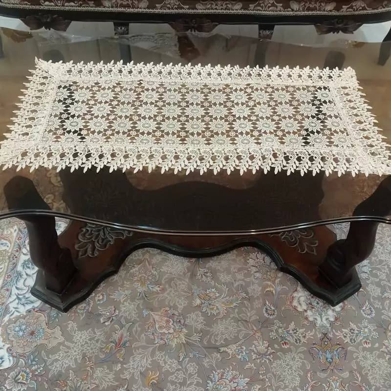 رومیزی گیپوری ابریشم مستطیل و مربع سه تکه — تصویر ۷