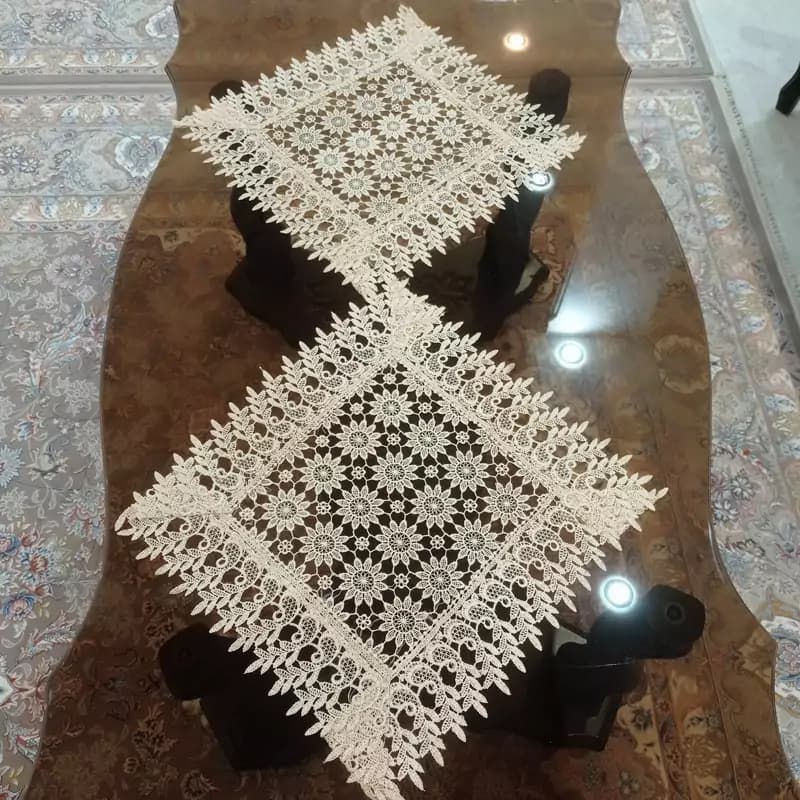 رومیزی گیپوری ابریشم مستطیل و مربع سه تکه — تصویر ۵