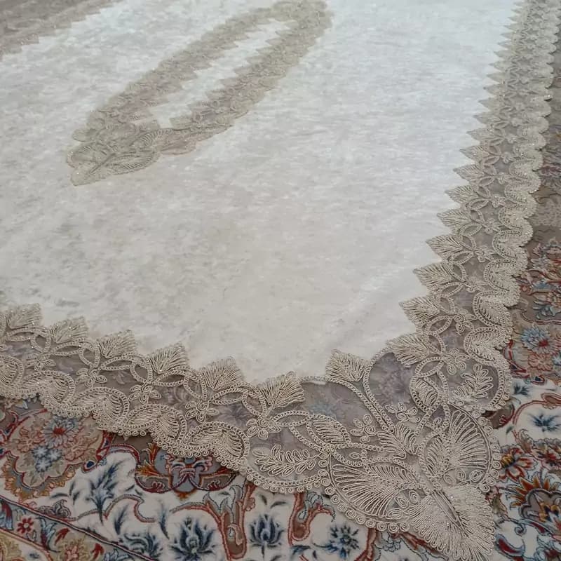 رومیزی غذاخوری مخمل دانتل مستطیل بزرگ شش و هشت نفره — تصویر ۳