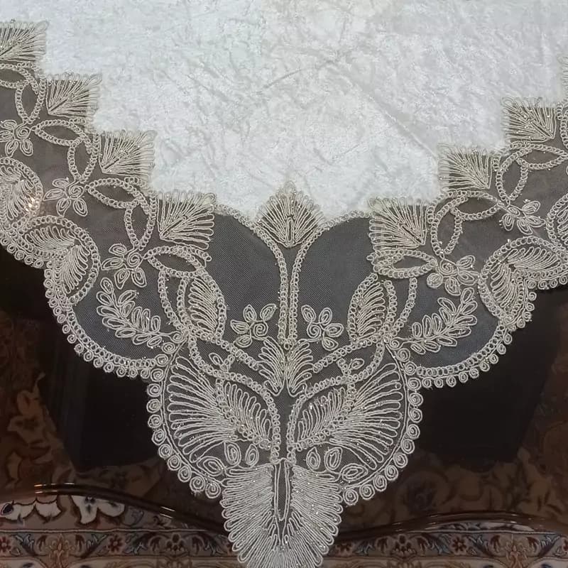 رومیزی غذاخوری مخمل دانتل مستطیل بزرگ شش و هشت نفره — تصویر ۸