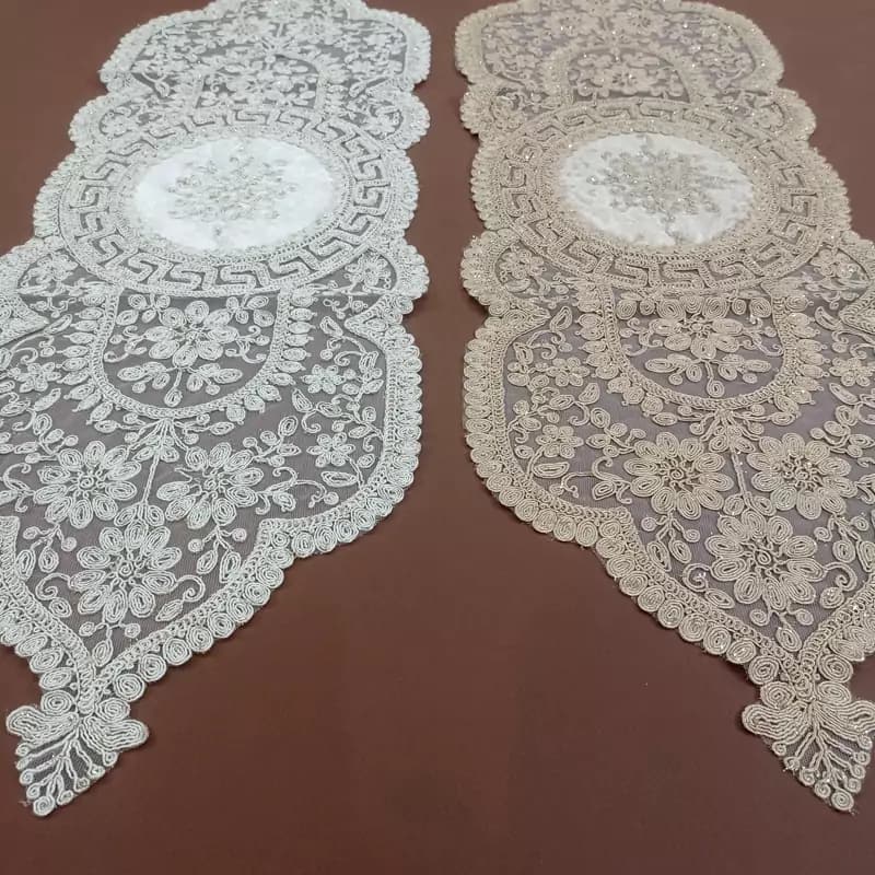 سرویس رومیزی مخمل دانتل 4 تکه ورساچه طرح ترک — تصویر ۷
