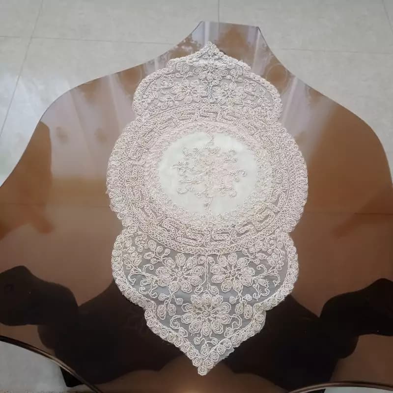 رومیزی مخمل دانتل جدید سه تکه ورساچه ایرانی — تصویر ۵