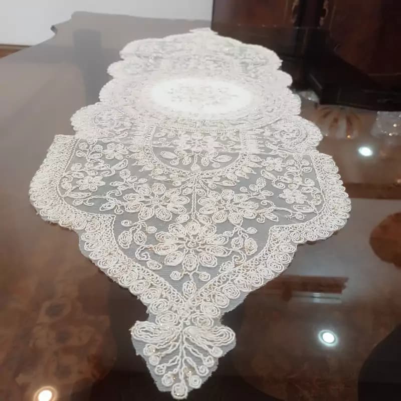 رومیزی مخمل دانتل جدید سه تکه ورساچه ایرانی — تصویر ۴