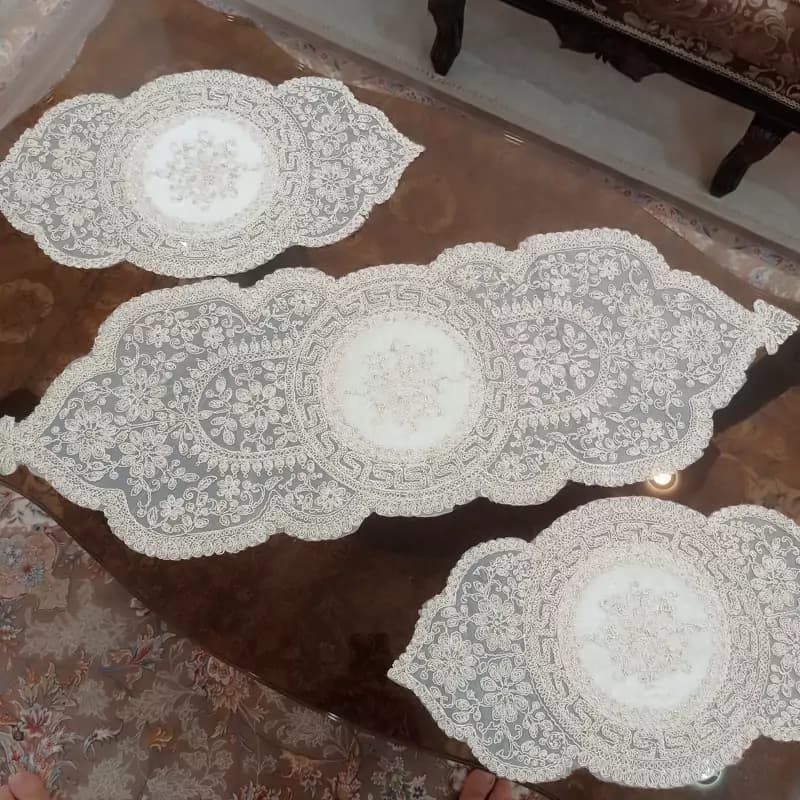 رومیزی مخمل دانتل جدید سه تکه ورساچه ایرانی