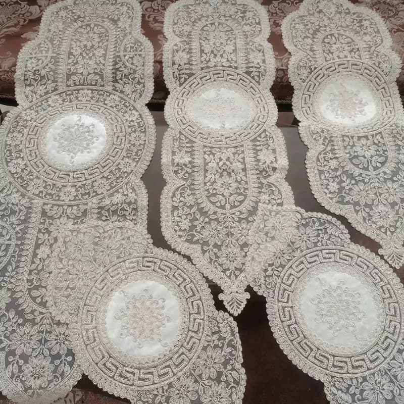سرویس رومیزی مخمل دانتل پنج تکه طرح ورساچه ترکیه ای