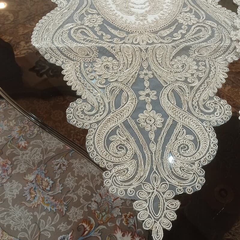 رانر مخمل دانتل 90 سانتی ترک در چند طرح مختلف — تصویر ۳
