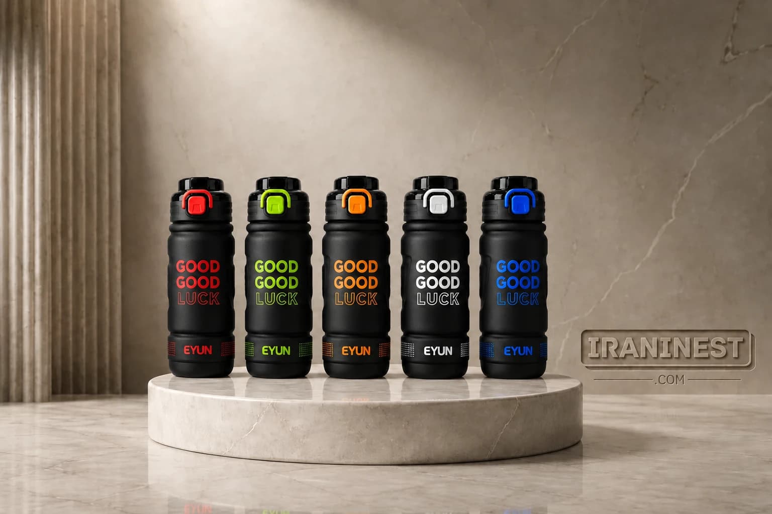قمقمه EYUN مشکی مدل GOOD LUCK گنجایش 1000 میل