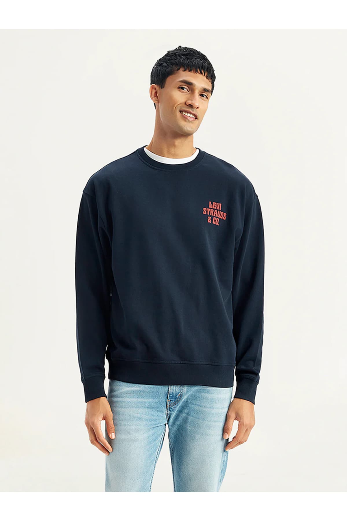 سویشرت لیوایز مردانه پاموک آبی سرمه ای راسته Relaxed/ریلکس آستین بلند Daily/روزانه | Levi’s 59638-0297 IN