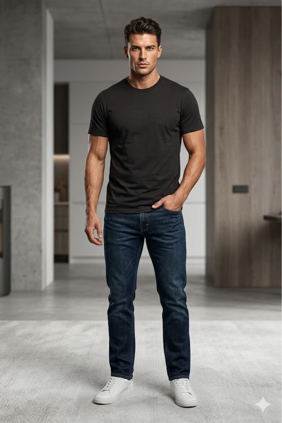 تی شرت لیوایز مردانه پاموک مشکی بیسیک طرح دار Regular/رگولار بیسیک Daily/روزانه | Levi’s 475357 PK