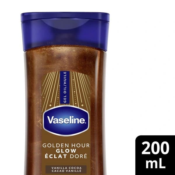ژل روغن براقکننده بدن وازلین مدل Golden Hour Glow Vanilla Cocoa — تصویر ۴