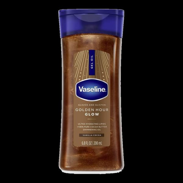 ژل روغن براق‌کننده بدن وازلین مدل Golden Hour Glow Vanilla Cocoa