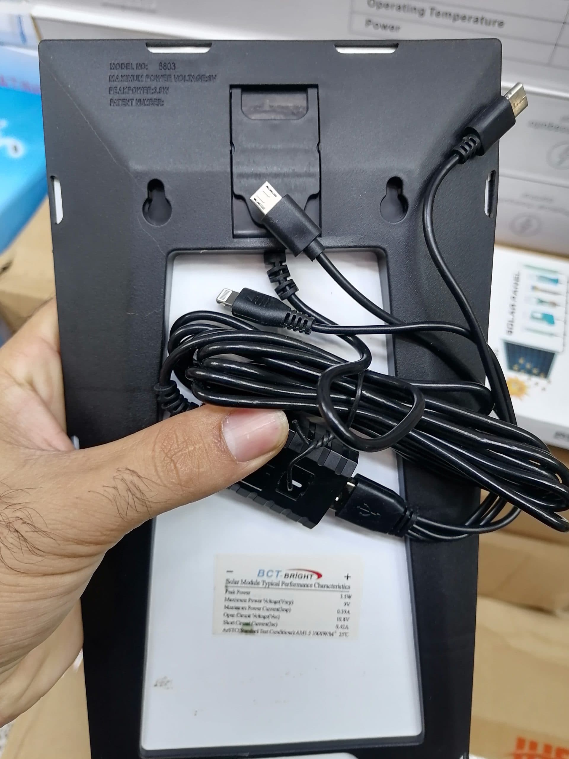 پنل خورشیدی ۶ ولت ۳.۵ وات بی‌سی‌تی برایت BCT-Bright مدل BCT-8803 اورجینال با کابل سه‌کاره (عمده و تک) — تصویر ۶