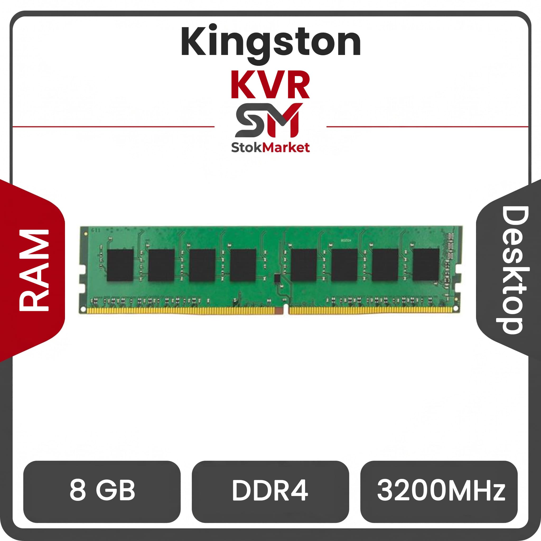 رم کامپیوتر DDR4 تک کاناله 3200 مگاهرتز CL22 کینگستون مدل KVR ظرفیت 8 گیگابایت