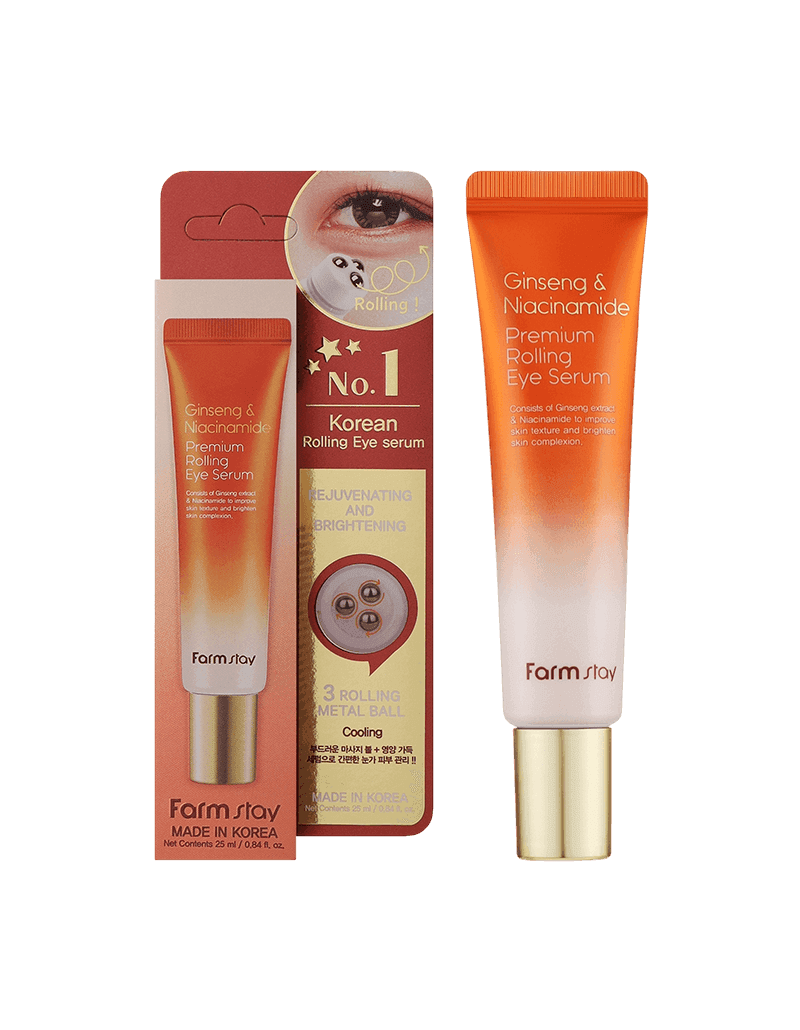 سرم دور چشم رولی فارم استی 25 میل FarmStay Ginseng & Niacinamide Premium Rolling Eye Serum
