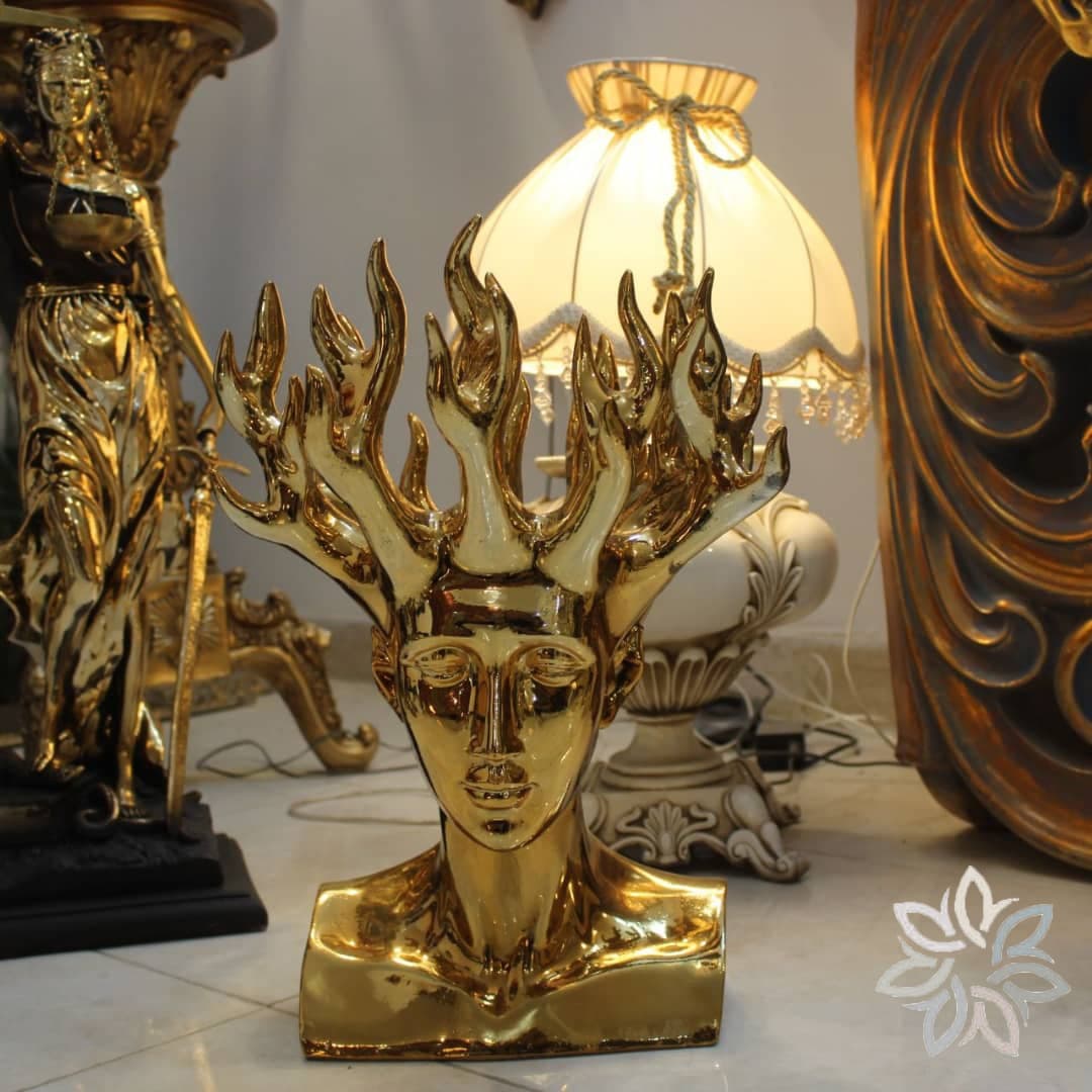 گلدان مغز سبز فایبرگلاس آبکاری طلا کد 101932