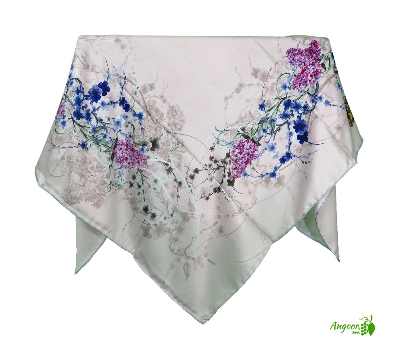 روسری ابریشم حاشیه گل قواره 120 کد scarf-QU6PL1168 — تصویر ۴