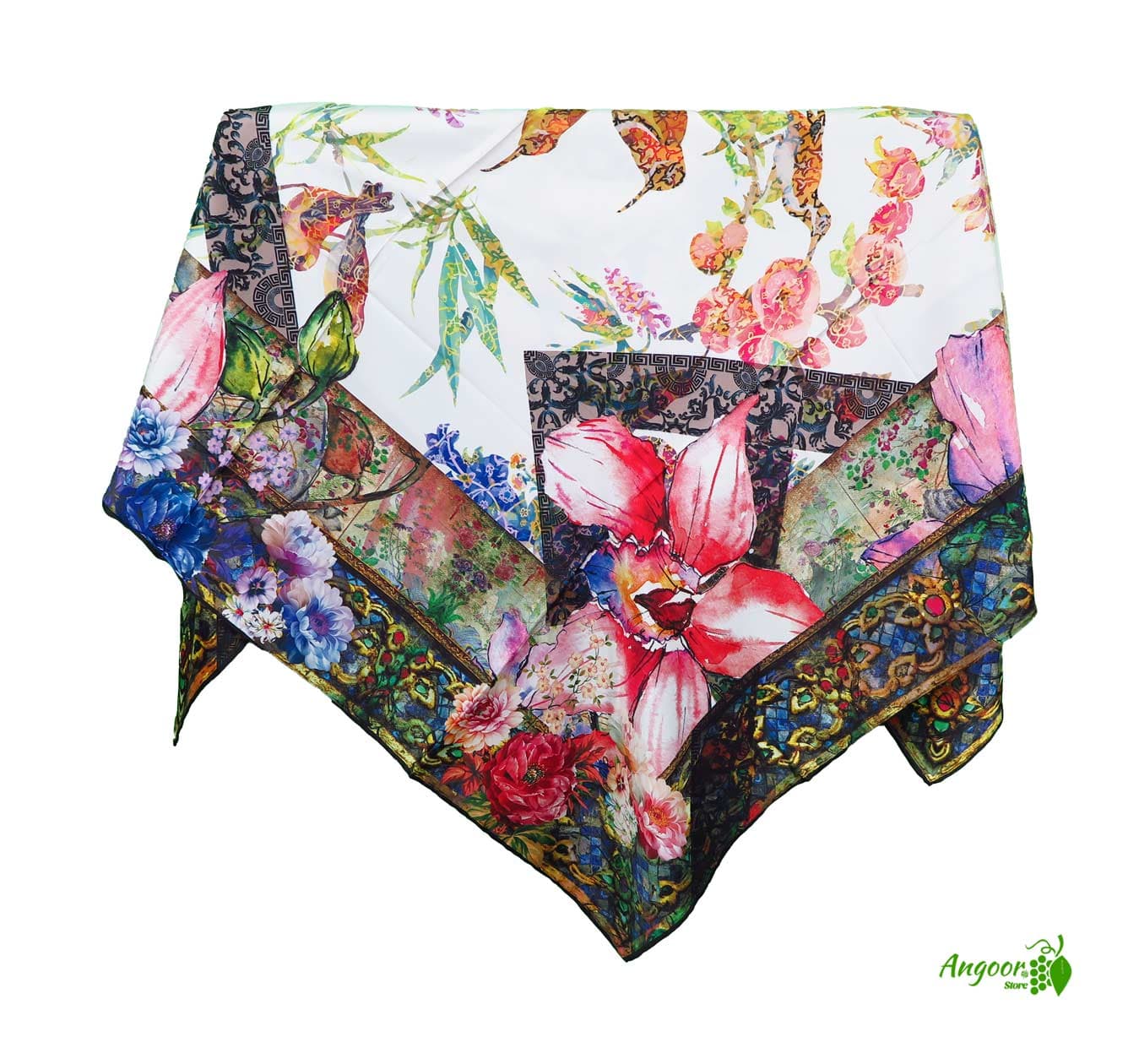 روسری ابریشم شاد مجلسی قواره 120 کد scarf-79SZ41161