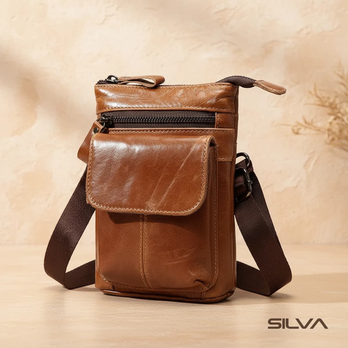 کیف دوشی چرم طبیعی مدل Shoulder Bag 32 | سیلوا چرم