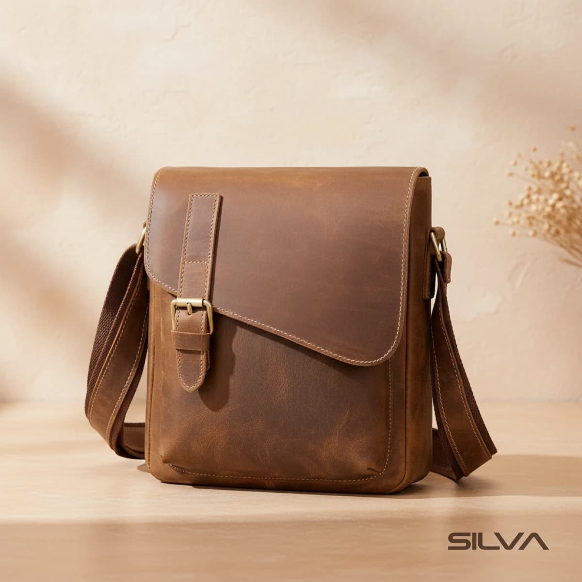 کیف دوشی چرم طبیعی مدل Shoulder Bag 15 | سیلوا چرم
