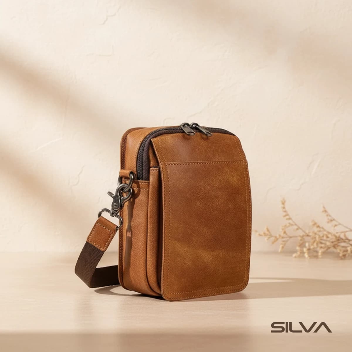 کیف دوشی چرم طبیعی مدل Shoulder Bag 25 | سیلوا چرم