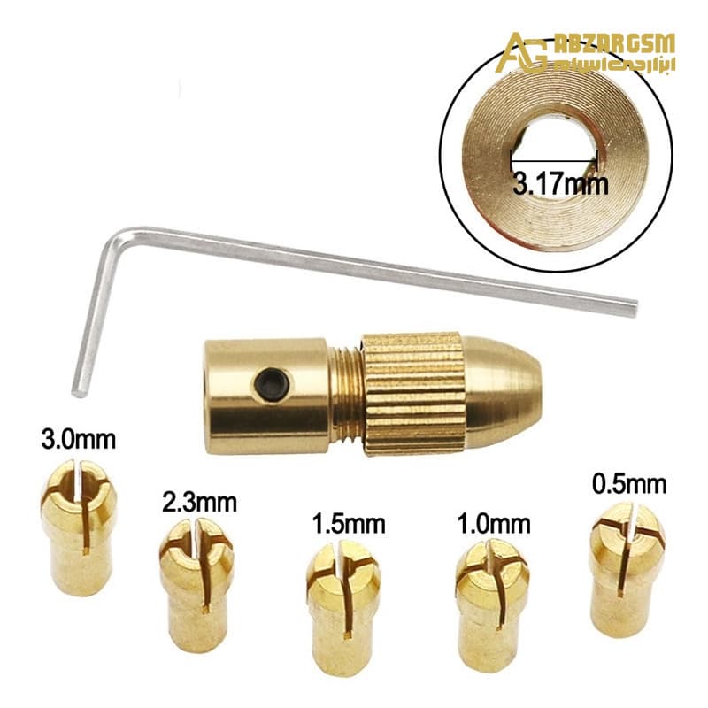 ست سه نظام پنج سر با قطر شافت 3.17mm و سایز مته 0.5 تا 3mm — تصویر ۷