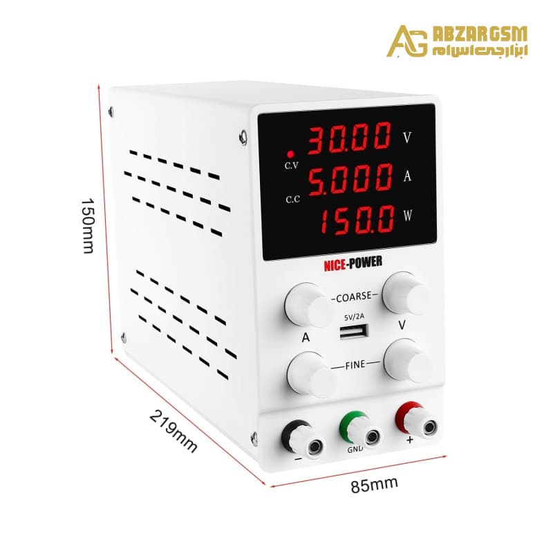 منبع تغذیه دیجیتال 0 تا 30 ولت 5 آمپر NICE-POWER مدل SPS305 — تصویر ۴
