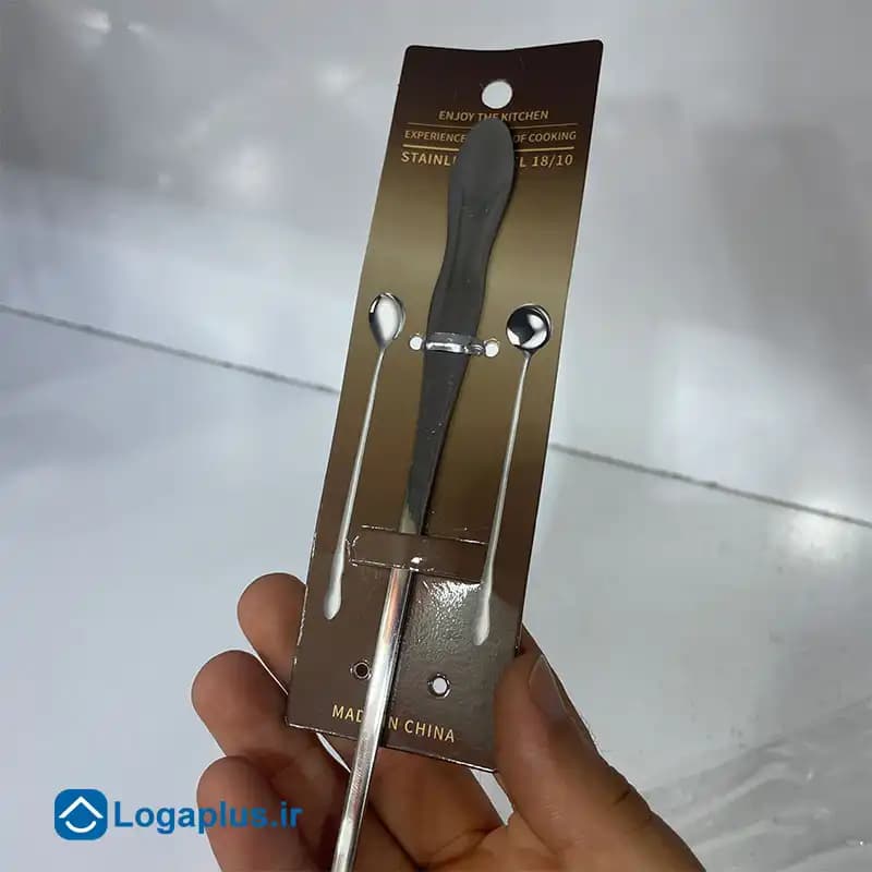 قاشق و همزن پارچ طلایی و سیلور دسته بلند با استیل 18/10 — تصویر ۵