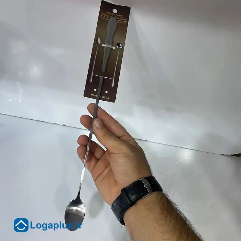 قاشق و همزن پارچ طلایی و سیلور دسته بلند با استیل 18/10 — تصویر ۶