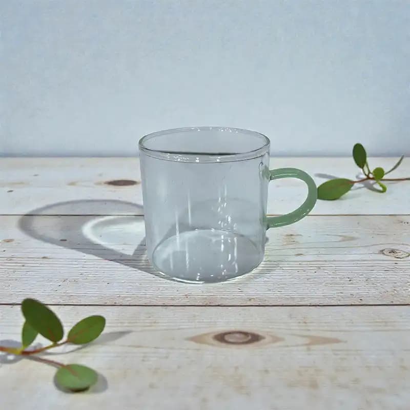 ست 6 عددی لیوان پیرکس دسته سبز آنتی‌شوک