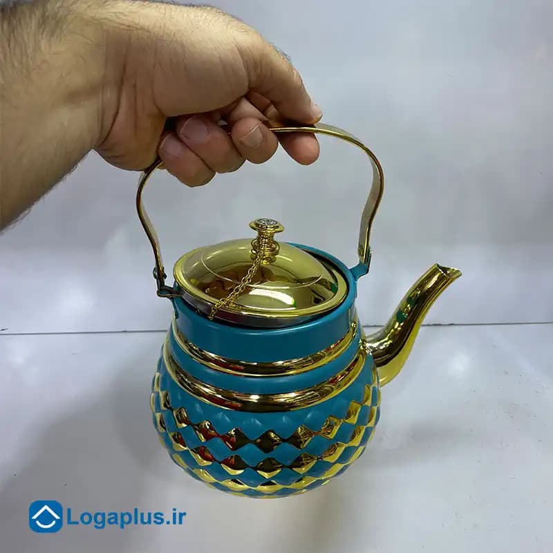 کتری تک استیل طرح آنتیک با درب زنجیردار — تصویر ۶
