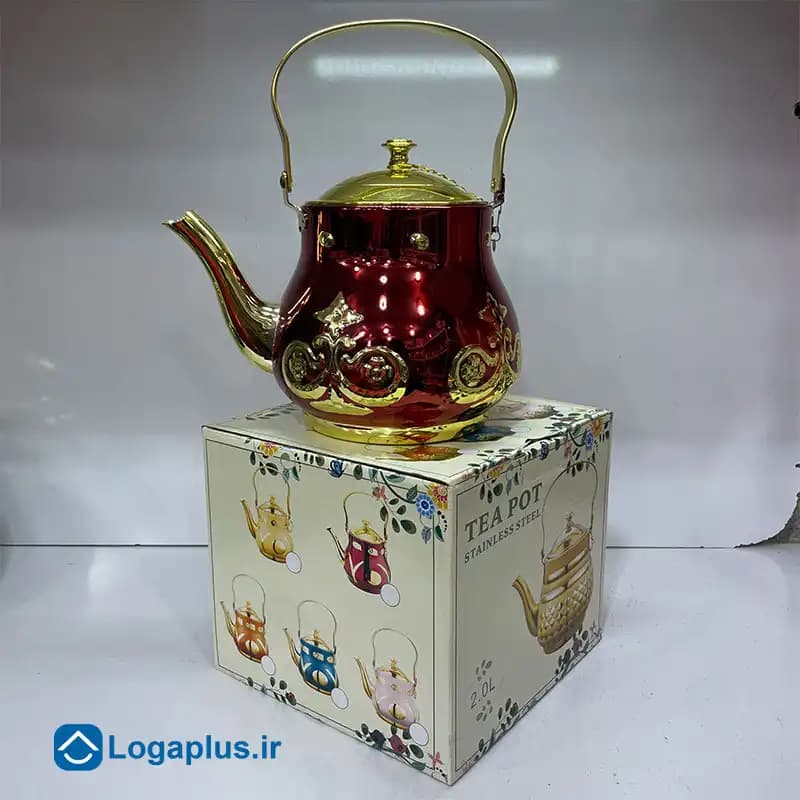 کتری تک استیل طرح آنتیک با درب زنجیردار — تصویر ۴