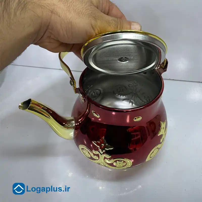 کتری تک استیل طرح آنتیک با درب زنجیردار — تصویر ۳